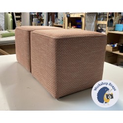Bespoke Size 40x40cm Dalby Footstool - COM GP & J Baker Morley Tomato - Top Edge Piped 9133 Bespoke Size 40x40cm Dalby Footstool - COM GP & J Baker Morley Tomato - Top Edge Piped 9133