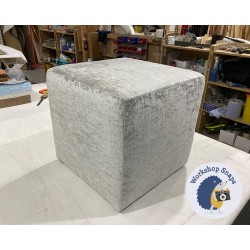Dalby Cube Footstool 46 x 46cm (18 x 18") Crushed Velvet Cloud 6562 Dalby Cube Footstool 46 x 46cm (18 x 18") Crushed Velvet Cloud 6562