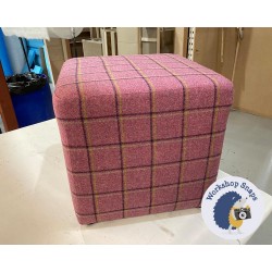 Dalby Cube Footstool 46 x 46cm (18 x 18") Wool Check Pink 7026 Dalby Cube Footstool 46 x 46cm (18 x 18") Wool Check Pink 7026