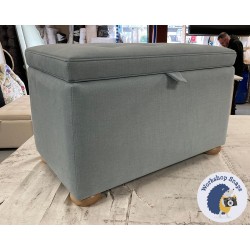 Sherwood Shallow Buttoned & Piped Lid Storage Ottoman 79 x 46cm (31 x 18") Brushed Linen Tourmaline - 1.5ins Light Bun Leg 231697 Sherwood Shallow Buttoned & Piped Lid Storage Ottoman 79 x 46cm (31 x 18") Brushed Linen Tourmaline - 1.5ins Light Bun Leg 231697