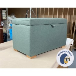 Sherwood Shallow Buttoned & Piped Lid Storage Ottoman 79 x 46cm (31 x 18") House Cotton Peacock - 1ins Natural Square Foot 8766 Sherwood Shallow Buttoned & Piped Lid Storage Ottoman 79 x 46cm (31 x 18") House Cotton Peacock - 1ins Natural Square Foot 8766