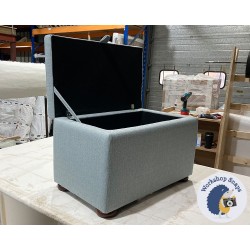 Sherwood Shallow Buttoned & Piped Lid Storage Ottoman 79 x 46cm (31 x 18") Textured Weave Duck Egg - 1.5ins Dark Bun Leg 226677 Sherwood Shallow Buttoned & Piped Lid Storage Ottoman 79 x 46cm (31 x 18") Textured Weave Duck Egg - 1.5ins Dark Bun Leg 226677