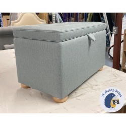 Sherwood Shallow Buttoned & Piped Lid Storage Ottoman 79 x 46cm (31 x 18") Textured Weave Duck Egg - 1.5ins Light Bun Foot 232023 Sherwood Shallow Buttoned & Piped Lid Storage Ottoman 79 x 46cm (31 x 18") Textured Weave Duck Egg - 1.5ins Light Bun Foot 232023