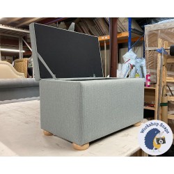 Sherwood Shallow Buttoned & Piped Lid Storage Ottoman 79 x 46cm (31 x 18") Textured Weave Duck Egg - 1.5ins Light Bun Foot 232023 Sherwood Shallow Buttoned & Piped Lid Storage Ottoman 79 x 46cm (31 x 18") Textured Weave Duck Egg - 1.5ins Light Bun Foot 232023