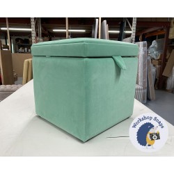 Brechfa Plain Lid Storage Ottoman 48 x 48cm (19 x 19") COM Linwood Omega Velvet Mint Green 9458 Brechfa Plain Lid Storage Ottoman 48 x 48cm (19 x 19") COM Linwood Omega Velvet Mint Green 9458