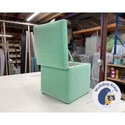 Brechfa Plain Lid Storage Ottoman 48 x 48cm (19 x 19") COM Linwood Omega Velvet Mint Green 9458 Brechfa Plain Lid Storage Ottoman 48 x 48cm (19 x 19") COM Linwood Omega Velvet Mint Green 9458