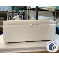 Sherwood Shallow Buttoned & Piped Lid Ottoman 119 x 53cm (47 x 21") House Cotton Pearl - 1.5ins Light Bun Foot 236773 Sherwood Shallow Buttoned & Piped Lid Ottoman 119 x 53cm (47 x 21") House Cotton Pearl - 1.5ins Light Bun Foot 236773
