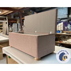 Sherwood Shallow Buttoned & Piped Lid Ottoman 119 x 53cm (47 x 21") House Weave Blush - 1.5ins Light Bun Feet 237790 Sherwood Shallow Buttoned & Piped Lid Ottoman 119 x 53cm (47 x 21") House Weave Blush - 1.5ins Light Bun Feet 237790