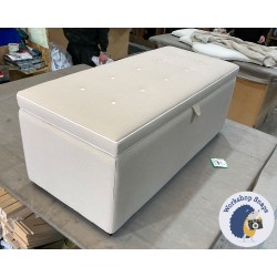 Sherwood Shallow Buttoned & Piped Lid Ottoman 119 x 53cm (47 x 21") Pure Cotton Natural - Contrast Buttons and Piping in Pure Cotton Snow - 1" Dark Square 223878 Sherwood Shallow Buttoned & Piped Lid Ottoman 119 x 53cm (47 x 21") Pure Cotton Natural - Contrast Buttons and Piping in Pure Cotton Snow - 1" Dark Square 223878