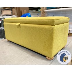 Sherwood Shallow Buttoned & Piped Lid Ottoman 119 x 53cm (47 x 21") Soft Weave Mustard - 1.5" Light Bun Foot 9224835 Sherwood Shallow Buttoned & Piped Lid Ottoman 119 x 53cm (47 x 21") Soft Weave Mustard - 1.5" Light Bun Foot 9224835
