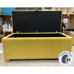 Sherwood Shallow Buttoned & Piped Lid Ottoman 119 x 53cm (47 x 21") Soft Weave Mustard - 1.5" Light Bun Foot 9224835 Sherwood Shallow Buttoned & Piped Lid Ottoman 119 x 53cm (47 x 21") Soft Weave Mustard - 1.5" Light Bun Foot 9224835