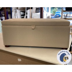 Sherwood Shallow Buttoned & Piped Lid Ottoman 119 x 53cm (47 x 21") Textured Weave Cream - 1.5ins Dark Bun Leg 231100 Sherwood Shallow Buttoned & Piped Lid Ottoman 119 x 53cm (47 x 21") Textured Weave Cream - 1.5ins Dark Bun Leg 231100