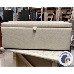 Sherwood Shallow Buttoned & Piped Lid Ottoman 119 x 53cm (47 x 21") Dobby Slate - Piped in Kerrera Ivory Braid - 2ins Dark Square Feet 230361 Sherwood Shallow Buttoned & Piped Lid Ottoman 119 x 53cm (47 x 21") Dobby Slate - Piped in Kerrera Ivory Braid - 2ins Dark Square Feet 230361