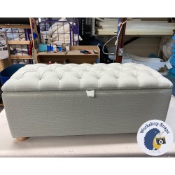 Dean Deep Buttoned Lid Storage Ottoman 119 x 53cm (47 x 21") Diamond Weave Seafoam - 1.5ins Light Bun Foot 238695 Dean Deep Buttoned Lid Storage Ottoman 119 x 53cm (47 x 21") Diamond Weave Seafoam - 1.5ins Light Bun Foot 238695