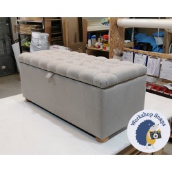 Dean Deep Buttoned Lid Storage Ottoman 119 x 53cm (47 x 21") House Chenille Mist - 1.5ins Natural Bun Feet 221714 Dean Deep Buttoned Lid Storage Ottoman 119 x 53cm (47 x 21") House Chenille Mist - 1.5ins Natural Bun Feet 221714