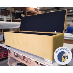 Dean Deep Buttoned Lid Storage Ottoman 119 x 53cm (47 x 21") House Chenille Mustard - Metal Corner Foot 39421 Dean Deep Buttoned Lid Storage Ottoman 119 x 53cm (47 x 21") House Chenille Mustard - Metal Corner Foot 39421