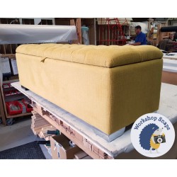 Dean Deep Buttoned Lid Storage Ottoman 119 x 53cm (47 x 21") House Chenille Mustard - Metal Corner Foot 39421 Dean Deep Buttoned Lid Storage Ottoman 119 x 53cm (47 x 21") House Chenille Mustard - Metal Corner Foot 39421