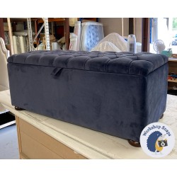 Dean Deep Buttoned Lid Storage Ottoman 119 x 53cm (47 x 21") Linwood Omega Velvet Atlantis - 1.5ins Dark Bun Feet 235754 Dean Deep Buttoned Lid Storage Ottoman 119 x 53cm (47 x 21") Linwood Omega Velvet Atlantis - 1.5ins Dark Bun Feet 235754