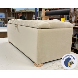 Dean Deep Buttoned Lid Storage Ottoman 119 x 53cm (47 x 21") Linwood Omega Velvet Biscuit - 1ins Light Bun Foot 236790 Dean Deep Buttoned Lid Storage Ottoman 119 x 53cm (47 x 21") Linwood Omega Velvet Biscuit - 1ins Light Bun Foot 236790