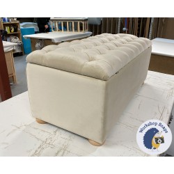 Dean Deep Buttoned Lid Storage Ottoman 119 x 53cm (47 x 21") Linwood Omega Velvet Biscuit - 1ins Light Bun Foot 236790 Dean Deep Buttoned Lid Storage Ottoman 119 x 53cm (47 x 21") Linwood Omega Velvet Biscuit - 1ins Light Bun Foot 236790