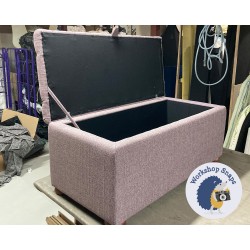 Dean Deep Buttoned Lid Storage Ottoman 119 x 53cm (47 x 21") Textured Weave Heather - 1.5ins Mahogany Bun Foot 6014 Dean Deep Buttoned Lid Storage Ottoman 119 x 53cm (47 x 21") Textured Weave Heather - 1.5ins Mahogany Bun Foot 6014