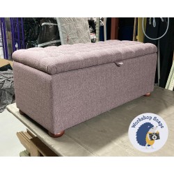 Dean Deep Buttoned Lid Storage Ottoman 119 x 53cm (47 x 21") Textured Weave Heather - 1.5ins Mahogany Bun Foot 6014 Dean Deep Buttoned Lid Storage Ottoman 119 x 53cm (47 x 21") Textured Weave Heather - 1.5ins Mahogany Bun Foot 6014