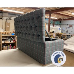 Dean Deep Buttoned Lid Storage Ottoman 119 x 53cm (47 x 21") Wool Check Teal - 1ins Light Square Foot 235686 Dean Deep Buttoned Lid Storage Ottoman 119 x 53cm (47 x 21") Wool Check Teal - 1ins Light Square Foot 235686