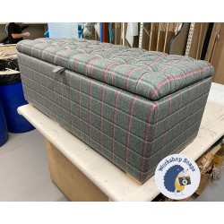 Dean Deep Buttoned Lid Storage Ottoman 119 x 53cm (47 x 21") Wool Check Teal - 1ins Light Square Foot 235686 Dean Deep Buttoned Lid Storage Ottoman 119 x 53cm (47 x 21") Wool Check Teal - 1ins Light Square Foot 235686