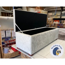 Brechfa Plain Lid Storage Ottoman 152 x 53cm (60 x 21") Crushed Velvet Chrome - 1.5ins Dark Bun Feet 222697