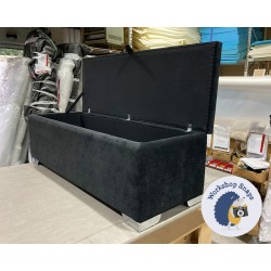 Brechfa Plain Lid Storage Ottoman 152 x 53cm (60 x 21") House Velvet Black - Metal Corner Foot 5392 Brechfa Plain Lid Storage Ottoman 152 x 53cm (60 x 21") House Velvet Black - Metal Corner Foot 5392
