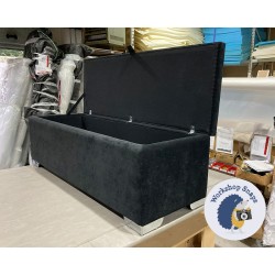 Brechfa Plain Lid Storage Ottoman 152 x 53cm (60 x 21") House Velvet Black - Metal Corner Foot 5392