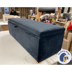 Brechfa Plain Lid Storage Ottoman 152 x 53cm (60 x 21") Linwood Omega Velvet Onyx - 1.5ins Light Bun Foot 236492