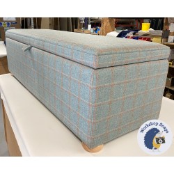 Brechfa Plain Lid Storage Ottoman 152 x 53cm (60 x 21") Wool Check Powder - 1.5ins Light Bun Foot 236429