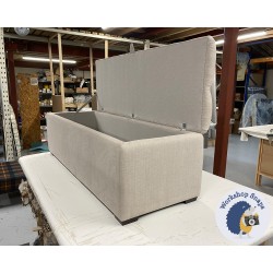 Dean Deep Buttoned Lid Storage Ottoman 152 x 53cm (60 x 21") Brushed Linen Chamois - 1ins Dark Square Foot - 236410