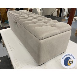 Dean Deep Buttoned Lid Storage Ottoman 152 x 53cm (60 x 21") Brushed Linen Chamois - 1ins Dark Square Foot - 236410