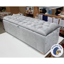 Dean Deep Buttoned Lid Storage Ottoman 152 x 53cm (60 x 21") Crushed Velvet Cloud - 1ins Light Square Feet 220441