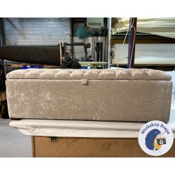 Dean Deep Buttoned Lid Storage Ottoman 152 x 53cm (60 x 21") Crushed Velvet Hessian - 1ins Dark Square Feet 232750