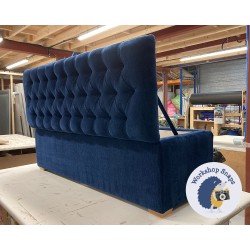 Dean Deep Buttoned Lid Storage Ottoman 152 x 53cm (60 x 21") Eco Bobble Navy - 2.5cm Square Foot Natural 9405