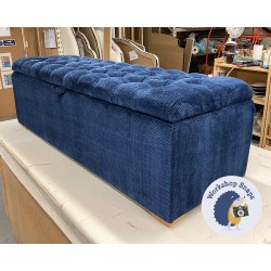 Dean Deep Buttoned Lid Storage Ottoman 152 x 53cm (60 x 21") Eco Bobble Navy - 2.5cm Square Foot Natural 9405
