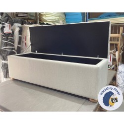 Dean Deep Buttoned Lid Storage Ottoman 152 x 53cm (60 x 21") House Linen Cotton - 1.5" Light Bun Feet 224355
