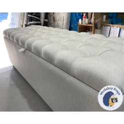Dean Deep Buttoned Lid Storage Ottoman 152 x 53cm (60 x 21") House Linen Cotton - 1.5" Light Bun Feet 224355