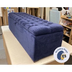 Dean Deep Buttoned Lid Storage Ottoman 152 x 53cm (60 x 21") House Velvet Indigo - 1ins Square Mahogany Foot 8596