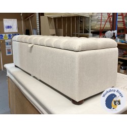 Dean Deep Buttoned Lid Storage Ottoman 152 x 53cm (60 x 21") House Weave Linen - 1.5ins Dark Bun Foot 235406
