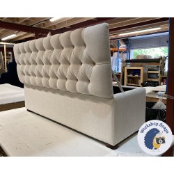 Dean Deep Buttoned Lid Storage Ottoman 152 x 53cm (60 x 21") House Weave Linen - 1.5ins Dark Bun Foot 235406