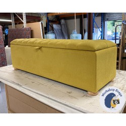 Dean Deep Buttoned Lid Storage Ottoman 152 x 53cm (60 x 21") Soft Weave Mustard - 1.5ins Light Bun Foot 236752