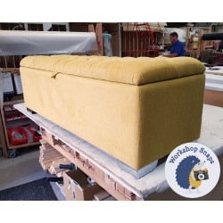 Dean Deep Buttoned Lid Storage Ottoman 152 x 53cm (60 x 21") Soft Weave Mustard - Metal Corner Foot 39421