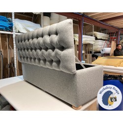Dean Deep Buttoned Lid Storage Ottoman 152 x 53cm (60 x 21") Wool Plain Mid Grey - 1.5ins Light Bun Foot 234970
