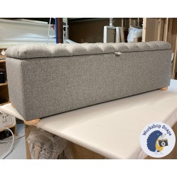 Dean Deep Buttoned Lid Storage Ottoman 152 x 53cm (60 x 21") Wool Plain Mid Grey - 1.5ins Light Bun Foot 234970