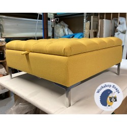 Savernake Deep Buttoned Lid Medium Depth Storage Footstool 91 x 91cm (36 x 36") Faux Wool Mustard - 6ins Metal Leg 8283 Savernake Deep Buttoned Lid Medium Depth Storage Footstool 91 x 91cm (36 x 36") Faux Wool Mustard - 6ins Metal Leg 8283