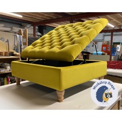 Savernake Deep Buttoned Lid Medium Depth Storage Footstool 91 x 91cm (36 x 36") Flat Velvet Buttercup - 5ins Turned Natural Leg Savernake Deep Buttoned Lid Medium Depth Storage Footstool 91 x 91cm (36 x 36") Flat Velvet Buttercup - 5ins Turned Natural Leg